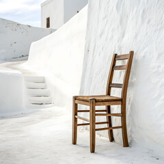 white chair in the greek village