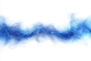 Fototapeta premium Abstract blue electric wave with glowing light trails and energy flow on white background conveying dynamic motion