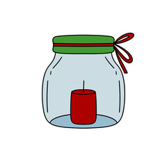 Fototapeta premium A jar with a candle inside of it