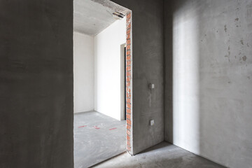 nterior of the apartment without decoration in gray colors