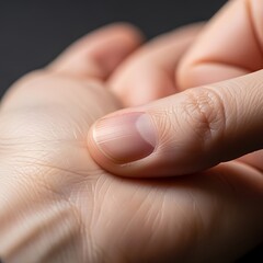 Examining Human Hand Finger with Nail Close Up