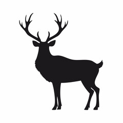 Obraz premium Elegant silhouette of a majestic stag standing gracefully against a white background
