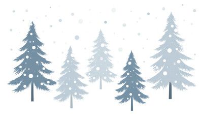 Obraz premium Snowy Pine Forest Silhouette with Falling Snowflakes