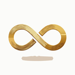 Golden infinity symbol with artistic brush strokes evoking timelessness and eternity