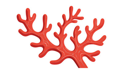 Naklejka premium Vibrant Red Branching Coral Form Isolated on White Background