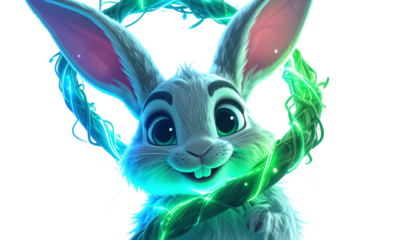 Cute Fantasy Rabbit with Glowing Gem
