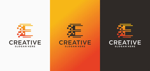 Initial letter E connected technology logo, Premium E initial technology Vector symbol