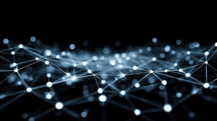 A network of interconnected lines and dots against a black background.