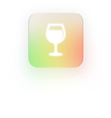 Neumorphic Wine Glass Icon 3D Drink and Party Symbol for UI Design