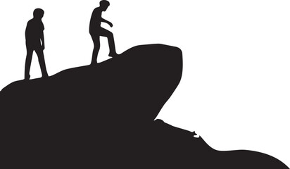 Black and white vector art illustration of a silhouette of people including a man in a suit and a woman dancing with fashion and beauty