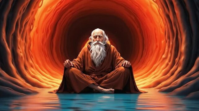 Jonah praying to God while inside the belly of a whale. Jonah and the whale biblical story concept.
