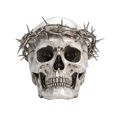Skull with crown of thorns isolated on transparent background