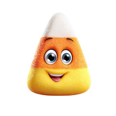 Smiling candy corn character isolated on transparent background