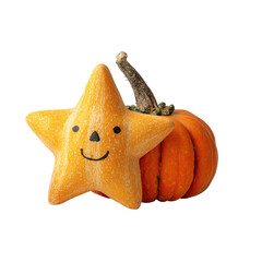 Smiling pumpkin star isolated on transparent background