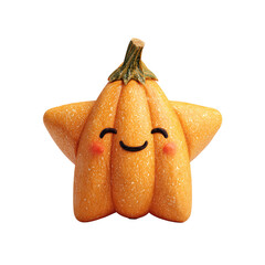 Smiling pumpkin star isolated on transparent background
