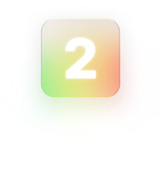 Neumorphic Number 2 Icon 3D Digit and Second Place Symbol for UI Design