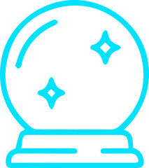 Vibrant aqua blue mystical crystal ball with internal sparkling stars icon