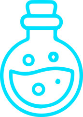 Vibrant Cyan Science Flask with Bubbling Elixir a Magical Concoction