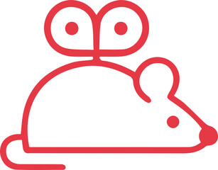 Charming Red Wind Up Toy Mouse Icon A Playful Animated Rodent Outline Symbol