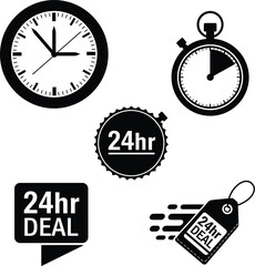 Fototapeta premium Vector art of 24-hour time-related elements 