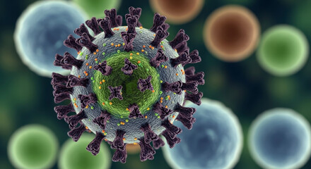 Detailed 3D illustration of a virus particle