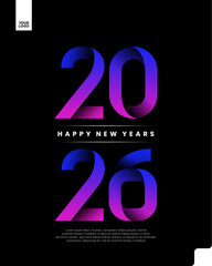 Happy new year 2026 typography calendar cover design vector template
