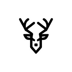 Minimalist Deer Head Vector Icon with Antlers Design