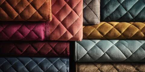 Stack of Quilted Soft Velvet Material