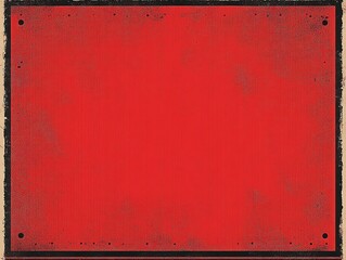 rectangular red metal sheet with worn and scratched surface showing aged texture and black border