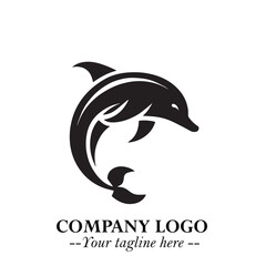 Dolphin Logo Symbol Black on White Background in Elegant Minimalist Vector Design for Modern Branding