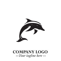 Dolphin Logo Symbol Black on White Background in Elegant Minimalist Vector Design for Modern Branding