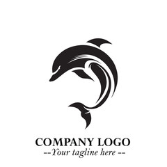 Dolphin Logo Symbol Black on White Background in Elegant Minimalist Vector Design for Modern Branding