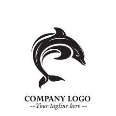Dolphin Logo Symbol Black on White Background in Elegant Minimalist Vector Design for Modern Branding