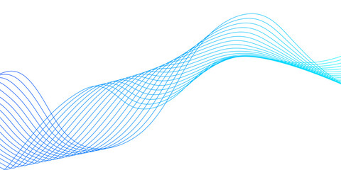 White wave curve lines banner background design. Abstract blue smooth wave on a white background. Dynamic sound wave. Isolated design element on white background.