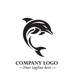 Dolphin Logo Symbol Black on White Background in Elegant Minimalist Vector Design for Modern Branding