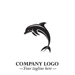 Dolphin Logo Symbol Black on White Background in Elegant Minimalist Vector Design for Modern Branding