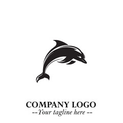 Dolphin Logo Symbol Black on White Background in Elegant Minimalist Vector Design for Modern Branding