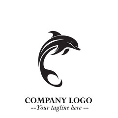 Dolphin Logo Symbol Black on White Background in Elegant Minimalist Vector Design for Modern Branding