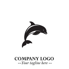 Dolphin Logo Symbol Black on White Background in Elegant Minimalist Vector Design for Modern Branding