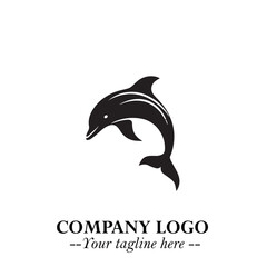 Dolphin Logo Symbol Black on White Background in Elegant Minimalist Vector Design for Modern Branding
