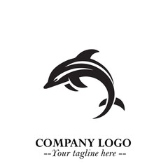 Dolphin Logo Symbol Black on White Background in Elegant Minimalist Vector Design for Modern Branding