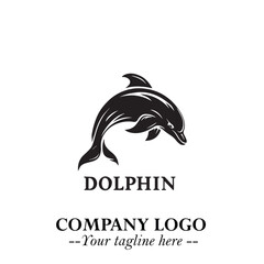 Dolphin Logo Symbol Black on White Background in Elegant Minimalist Vector Design for Modern Branding