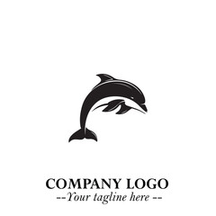 Naklejka premium Dolphin Logo Symbol Black on White Background in Elegant Minimalist Vector Design for Modern Branding