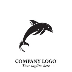 Dolphin Logo Symbol Black on White Background in Elegant Minimalist Vector Design for Modern Branding