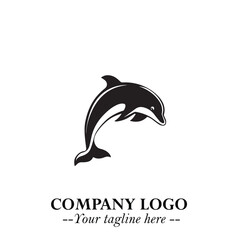 Dolphin Logo Symbol Black on White Background in Elegant Minimalist Vector Design for Modern Branding