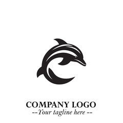 Dolphin Logo Symbol Black on White Background in Elegant Minimalist Vector Design for Modern Branding