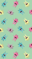 Fototapeta premium Monster Character Seamless Pattern for Textile Design