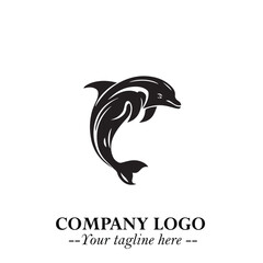 Dolphin Logo Symbol Black on White Background in Elegant Minimalist Vector Design for Modern Branding