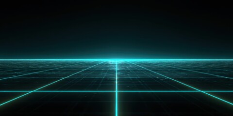 Glowing Grid Horizon on Dark Backdrop