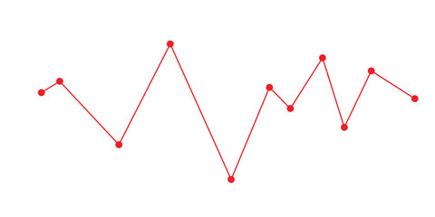 A modern vector illustration showing a red line chart linked by dots, representing analytics, positive trends, and elegant professional minimal design.